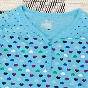 Hearts dark teal aqua turquoise tee shirt long sleeve girls top 10